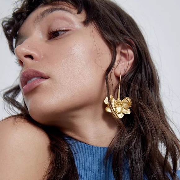 Zara Clear Hoops Chunky Boho Gold Big 3D Drop Geometric Lucite Earrings - Picture 5 of 13